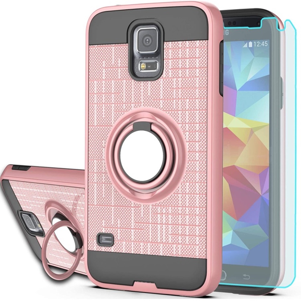 4/$20 SALE!!!!    S5 Case,Galaxy S5 Phone Case w/ Screen Protector, Ring